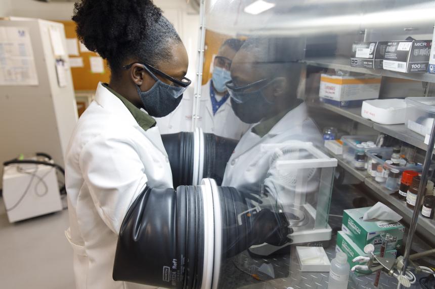 Student working in lab