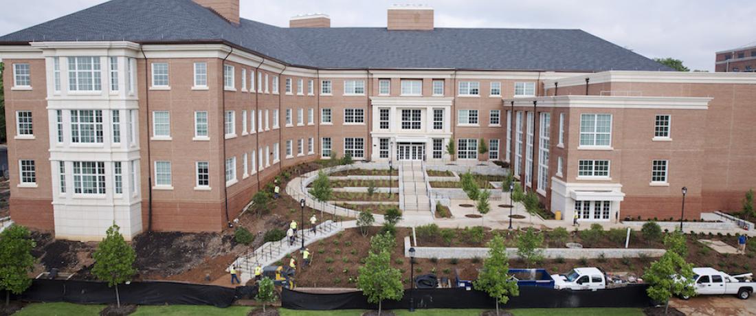 The three-story, 122,500-square-foot Science Learning Center as viewed from the Plant Biology building