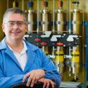 Photo of the speaker, Prof. László Kürti, in an organic chemistry lab setting